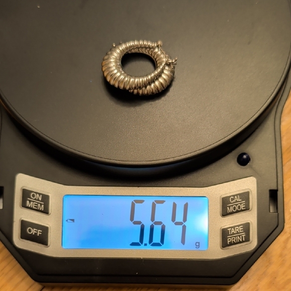 Vintage Sterling Silver Textured Hoop Earrings - Picture 6 of 6